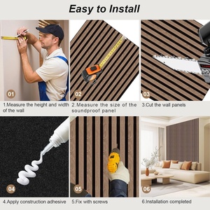 Mur en bois Akupanel PET feutre support placage MDF latte de bois panneaux acoustiques panneaux d'insonorisation pour murs - Product Image 5