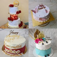 Décoration de gâteau en acrylique doré sur le thème de l'anniversaire, pour un joyeux anniversaire