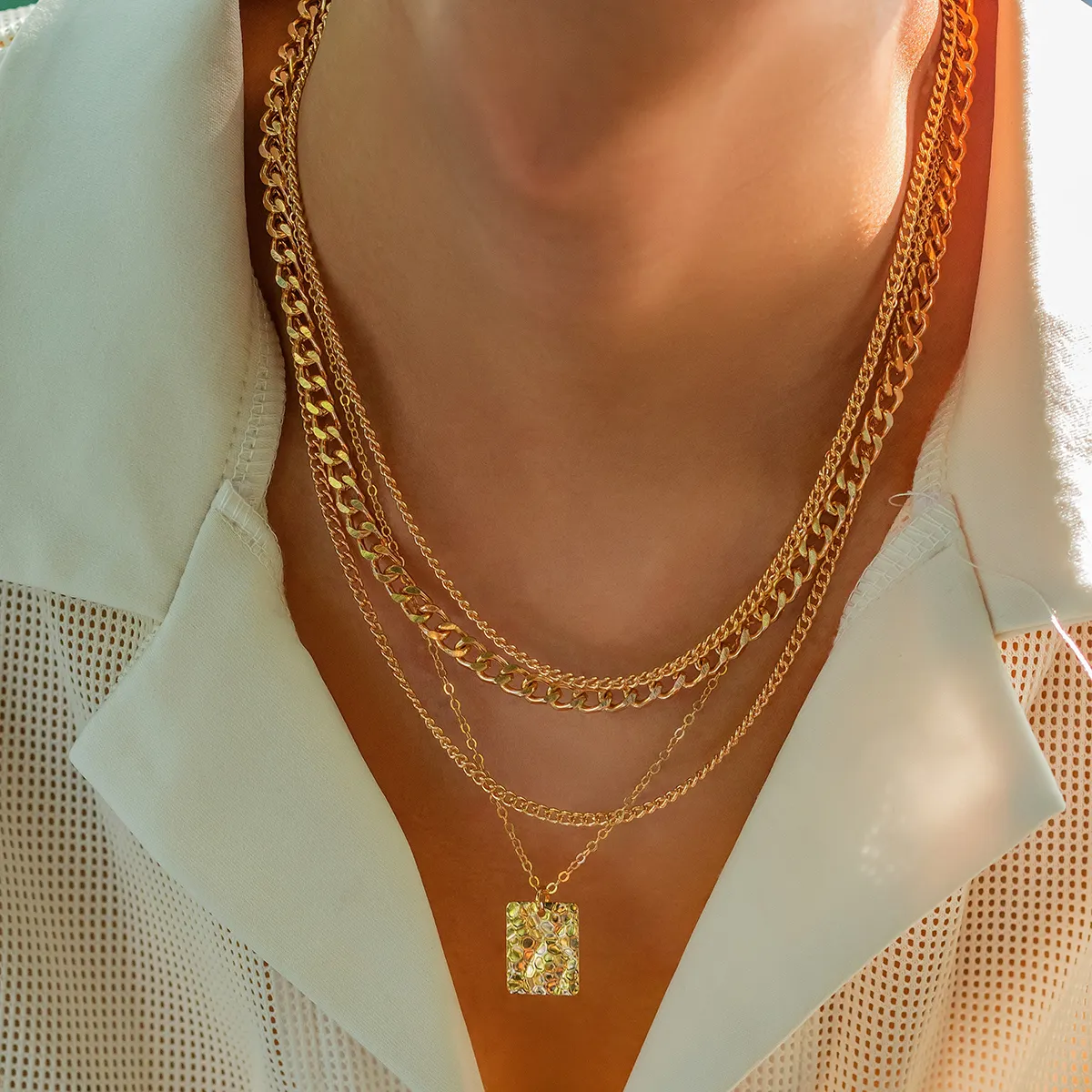 SHIXIN mode personnalité niche chaîne collier plié accessoires doux Cool peau de serpent géométrique pendentif collier femmes bijoux