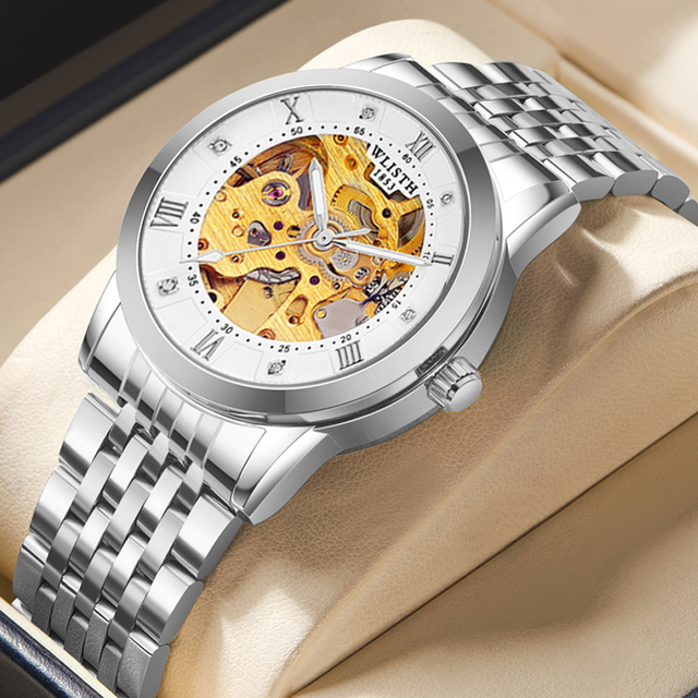 HOT SALE Europe and America New High-end Fashion Trend Men's Mechanical Skeleton Watch Waterproof Luminous Retail Wholesale