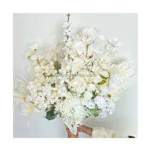 E-şenlikli parti malzemeleri süslemeleri yapay beyaz şakayık bitki çiçekler düğün mekan tavan için ipek çiçek