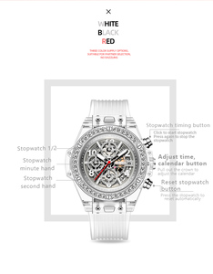 Reloj KIMSDUN 1983B Unisex con Caja <span class=keywords><strong>de</strong></span> Acero Inoxidable, Diamantes, Calendario IPS, Resistente al Agua IP68, Correa <span class=keywords><strong>de</strong></span> Goma Transparente, Fase Lunar, Cuarzo - Product Image 2