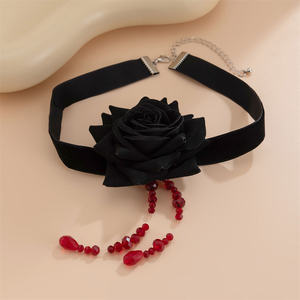 Collares de borlas con forma de gota de sangre de cristal de imitación de Rosa gótica para mujer, abalorios de moda, Gargantilla, cuello, accesorios de joyería de moda - Product Image 3