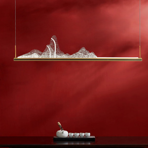 โคมไฟระย้าทรงสี่เหลี่ยมสไตล์จีนใหม่แบบเซน สำหรับร้านอาหาร ห้องทำงาน ห้องน้ำชา เคาน์เตอร์บาร์ ผลิตด้วยมือจากจีน - Product Image 1