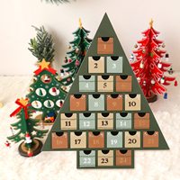 Calendrier de l'Avent créatif transfrontalier, arbre de Noël vert, forme triangulaire, 24 compartiments, tiroir de bureau pour la maison