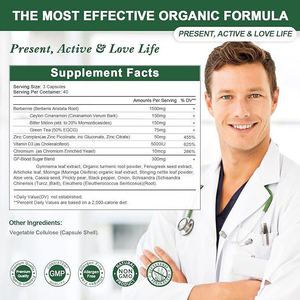 Suplemento de Berberina de 1500 mg con Zinc, Melón Amargo, Té Verde, Canela de Ceilán, Cromo, Suplemento Dietético en Cápsulas de HCL - Product Image 4
