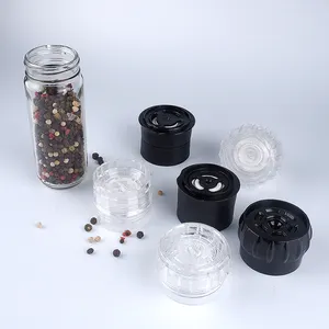 Plastic Pepper Grinders Model GB-2 High Quality Glass Bottle Ceramic Plastic Core Disposable Salt Pepper Spice Grinder