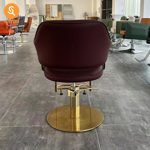 Chaise de salon de luxe moderne avec base en or et repose-pieds pour coiffure et barbier - Product Image 5