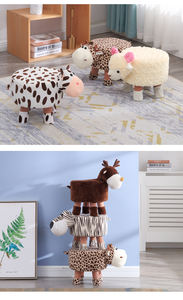 Pouf animal mignon en forme d'animal, tabouret en <span class=keywords><strong>bois</strong></span> de pin pour enfants, pouf pour enfants, animal de grande taille, marchepied pour animaux de compagnie - Product Image 2