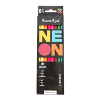 FLOWood Lot de 8 crayons de couleur en bois néon, pigment fluorescent vibrant de haute qualité pour le dessin des enfants, fournitures scolaires et artistiques