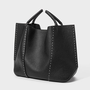 Bolso de Mano de Cuero Vacuno de Gran Capacidad, Estilo Casual, Forro de Poliéster, Bolso Tote de Cuero Genuino de Alta Calidad para Mujer - Product Image 4