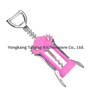 전문 다기능 핑크 아연 합금 날개 코르크 따개 수동 와인 및 맥주 병따개 - Product Image 2
