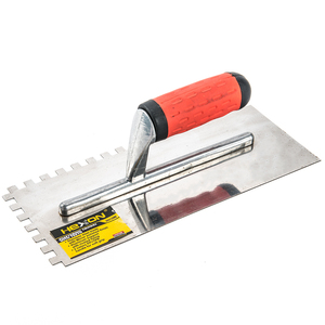 Truelle de plâtrage en plâtre pour cloisons sèches avec manche en plastique et en acier inoxydable - Product Image 1