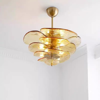 Lustre en verre CHUSE Lilypad, luminaire suspendu artisanal inspiré des pétales, pour salle à manger, chambre à coucher ou décoration de plafond d'entrée