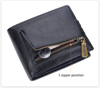 Dompet Pria Baellerry Gaya Bisnis Vintage dari Kulit PU, Dompet Pendek Pria dengan Penutup Ritsleting RFID dan Tempat Kartu Multi Gesper