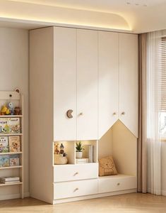 Armario Infantil Estilo Crema con Cajones y Estantes Abiertos, Gabinete de Almacenamiento Ecológico de <span class=keywords><strong>OSB</strong></span>, Armario Personalizable para Niños y Niñas - Product Image 4