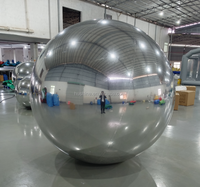 Ballon Gonflable Géant Argenté Décor Événementiel Extérieur, Grande Sphère Réfléchissante en PVC, Boule Miroir Gonflable Argentée