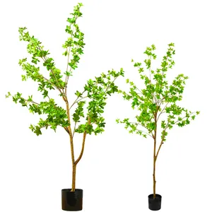 Fabric Realistic Plastic Tall Green Plantas Artificiales Wash Bonsai Desk Plant Artificial Tree Japanese Zen Leaf Plant