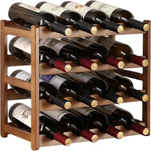 16-BOTTLE freestanding tre Giá rượu 4-Tier lưu trữ cho tầng hầm phòng khách Countertop; Countertop giữ chai rượu vang - Product Image 1