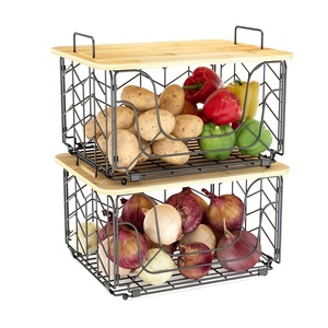 Panier de rangement de cuisine classique en fer et étagère de bureau portable pour fruits - Product Image 3