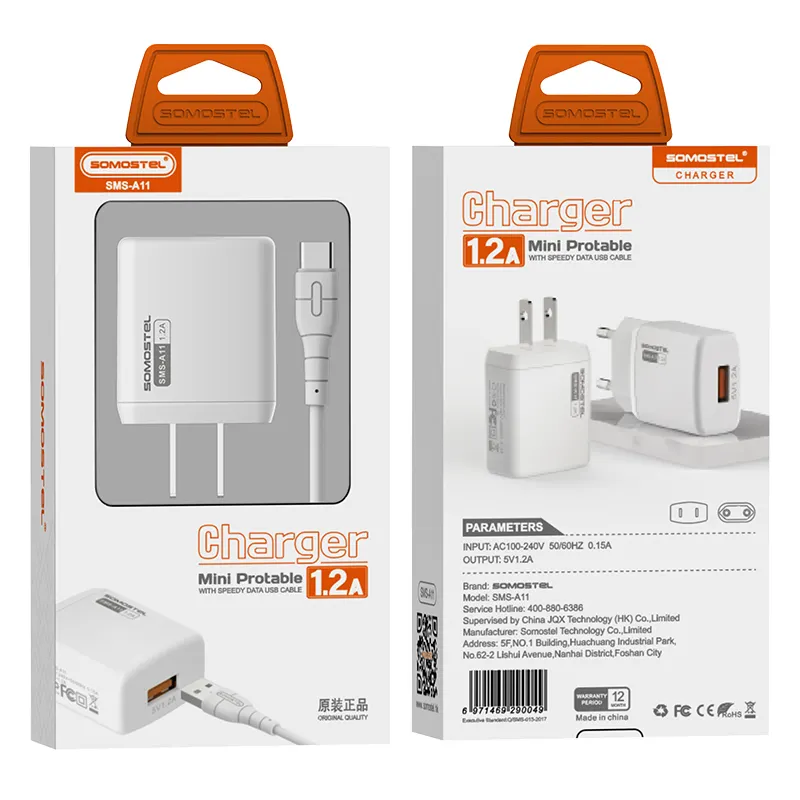 Productos mas vendidos 2024 Cargador de telefono duradero Cargador de pared Adaptador de estacion de carga USB de viaje
