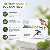 Complément Alimentaire Herbal OEM Calcitrin Gold pour l'Énergie, Glucosamine Chondroïtine Sulfate 500mg, Calcium Vitamine D60 en Poudre