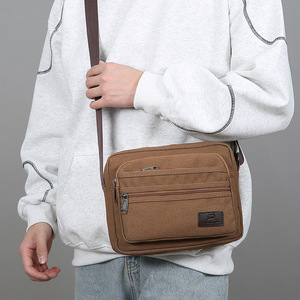 Men's Canvas Crossbody Bag Large Capacity Durable Shoulder Bag For Business Commuting - Product Image 3