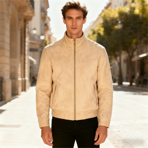 Nuova <span class=keywords><strong>Giacca</strong></span> Bomber in <span class=keywords><strong>Pelle</strong></span> Scamosciata <span class=keywords><strong>Oversize</strong></span> con Colletto Alto e Cerniera, <span class=keywords><strong>Giacca</strong></span> in <span class=keywords><strong>Pelle</strong></span> Scamosciata di Alta Qualità per <span class=keywords><strong>Uomo</strong></span>, Abbigliamento Casual Streetwear - Product Image 2