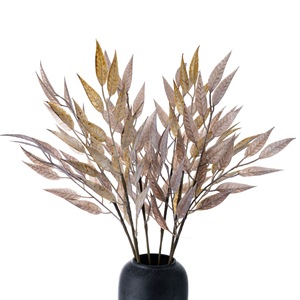 CallaFloral Fleurs artificielles en eucalyptus floqué, branche unique, marron foncé, orange, rouge, vert, marron clair, violet, en plastique, pour la maison - Product Image 5