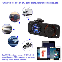 Nouveau Design double QC 2.0 USB Car Charge 5V 2.4A Qualcomm Charge rapide avec combinaison de commutateur allume-cigare