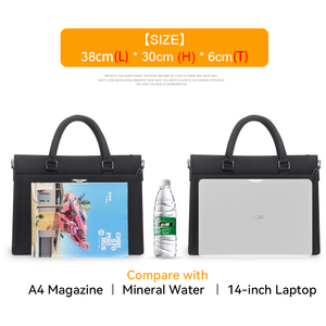 Maletín grande de 14 pulgadas para hombre, funda para ordenador portátil, bolso de trabajo de oficina de negocios, bolso de mensajero, bolsos de hombro, bolso de mano de lona impermeable - Product Image 3