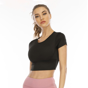 Venta al por mayor de las mujeres de manga corta Deportes Yoga Chaleco Slim Fit Cómodo Transpirable Casual Deportes Yoga Ropa - Product Image 1