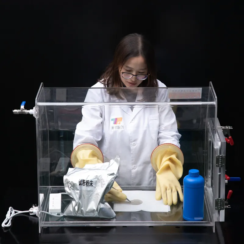 실험실 테스트 투명 불활성 가스 추가 화학 물질 물리학, 생물학 운영 PMMA 아크릴 장갑 상자