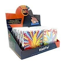 Étui à cigarettes portable en métal Hibron, 20 paquets, avec motif de feuilles colorées et fermeture à clapet - Product Image 3