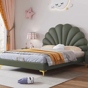 <span class=keywords><strong>Letto</strong></span> <span class=keywords><strong>Singolo</strong></span> Moderno da 1,5 M <span class=keywords><strong>Rosa</strong></span> Tenue Stile Principessa con Design a Conchiglia e Funzioni di Stoccaggio Convertibili Rivestimento in Ecopelle Imbottita - Product Image 2