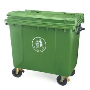 Hot selling Outdoor 1100 Liter Rectangular Plastic Wheelie Bin Trash Can Garbage Waste Bin