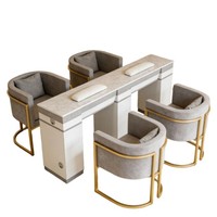 Table de manucure moderne en bois pour salon de beauté avec collecteur de poussière, prise et plus de rangement
