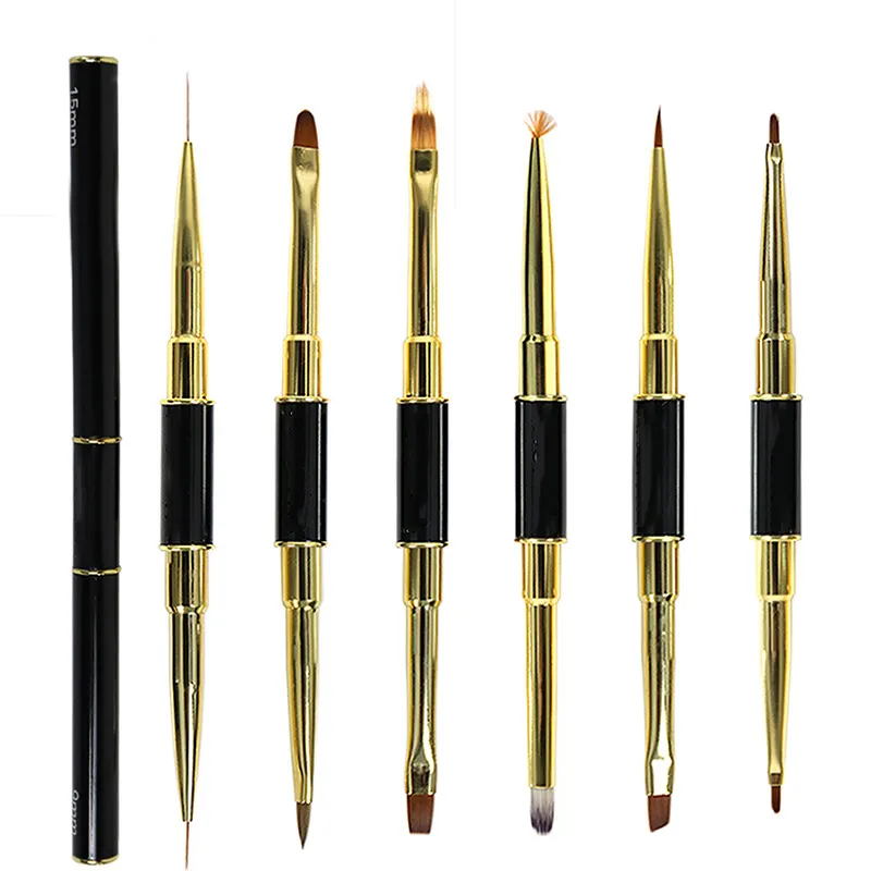 Neue klassische schwarze Acryl spitzen Gitterst reifen 6 teile/satz Nägel Kunst Zeichnung Stift Mal werkzeuge Nail Liner Brush Kit