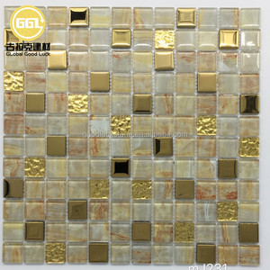 Mosaicos de Vidrio Dorado con Patrón Especial en Forma de <span class=keywords><strong>Mini</strong></span> Cuadrado para Decoración Interior de Vestíbulos de Hoteles, Penthouses, Galerías y Espacios Comerciales - Product Image 2