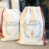 Sacs cadeaux en toile avec cordon de serrage Meilleure vente personnalisé sublimation DIY décor fête de vacances Noël Père Noël