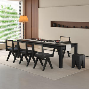 Ensemble table et chaises en bois massif 180 cm, bois carbonisé noir, meubles de salon, design durable - Product Image 3