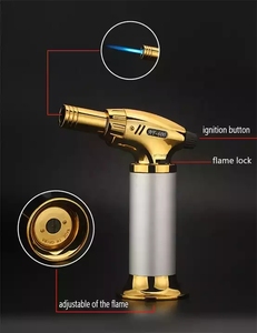 Logo personnalisé direct usine BBQ cigare Butane Jet torche métal briquet Design moderne rechargeable utilisation de cigarettes - Product Image 5