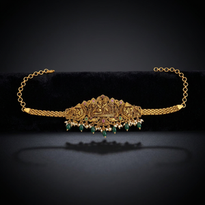 Bijou de corps de mariage pour femme Antique Bajuband 185138, avec finition dorée, rubis et pierres rubis-vertes, design élégant et intemporel - Product Image 2