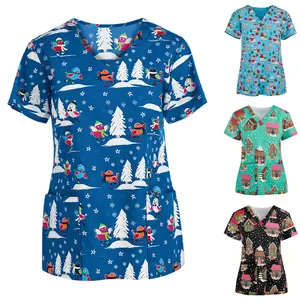 La migliore vendita di natale festivo infermiera invernale Scrub Top scollo a V ospedale uniforme Top