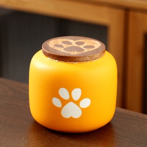 Recién llegado, urna para mascotas, recuerdo de perro y gato, soporte con estampado de patas de animales pequeños, tarro bonito de cerámica brillante, ataúd esmerilado conmemorativo, cenizas - Product Image 5