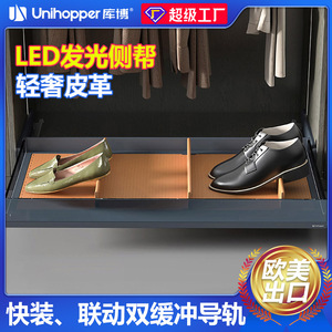 Clothing Organizer Pull Out Basket Rectangle PP Durable Foldable Shoe Storage <b>Drawer</b> With Rebound Rails Entryway - Product Image 5