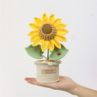 Tournesol au crochet en pot, fait main en tissu, pour la décoration de la maison, de la table ou des étagères, cadeau de Pâques, de mariage, d'anniversaire pour professeur
