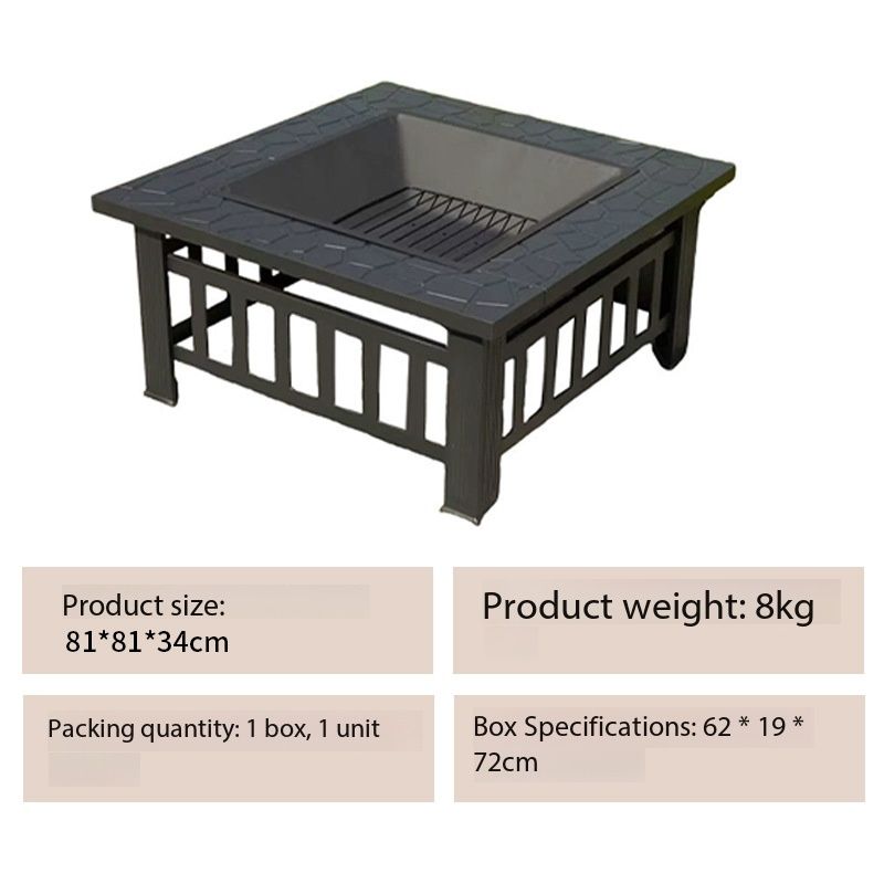 Fourneau carré simple noir (maille carbone)