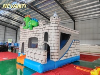 Château gonflable dinosaure avec toboggan, qualité commerciale, en PVC, pour location événementielle, idéal pour les enfants