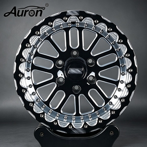 Jante en alliage multi-rayons Auron 5.5x15 Noir brillant avec lèvre usinée monobloc pour voitures particulières - Product Image 3
